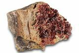 Glittering, Ruby Red Vanadinite Crystals on Barite - Morocco #278230-1